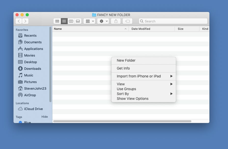 how do i create a new folder on a mac
